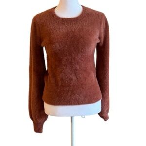 ASTR The Label Fuzzy Crew Neck Sweater Mauve Small Soft Cozy Minimal